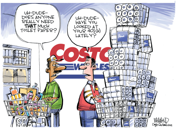 Toilet Paper 401k by Dave Whamond, Canada, PoliticalCartoons.com
